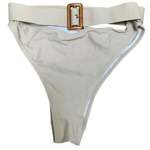 PRETTYLITTLETHING Buckle High Waisted Light Beige Bikini Bottom Women’s SZ 6 NEW
